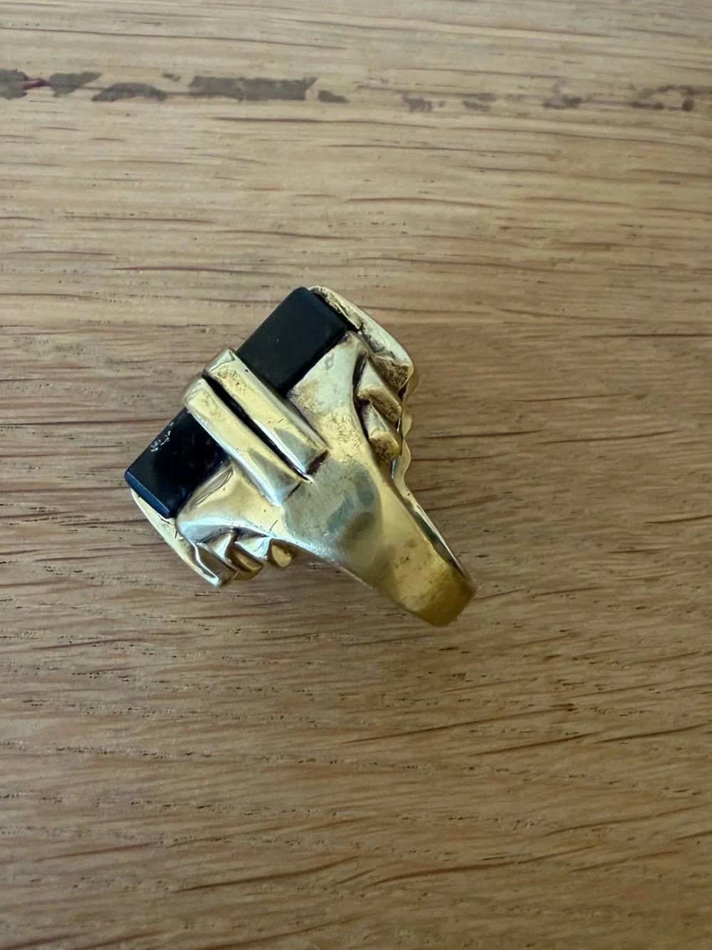Manía manía brass Black Onyx Statement Ring